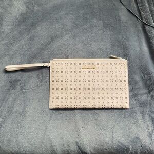 Michael Kors pink/rose gold large zip clutch